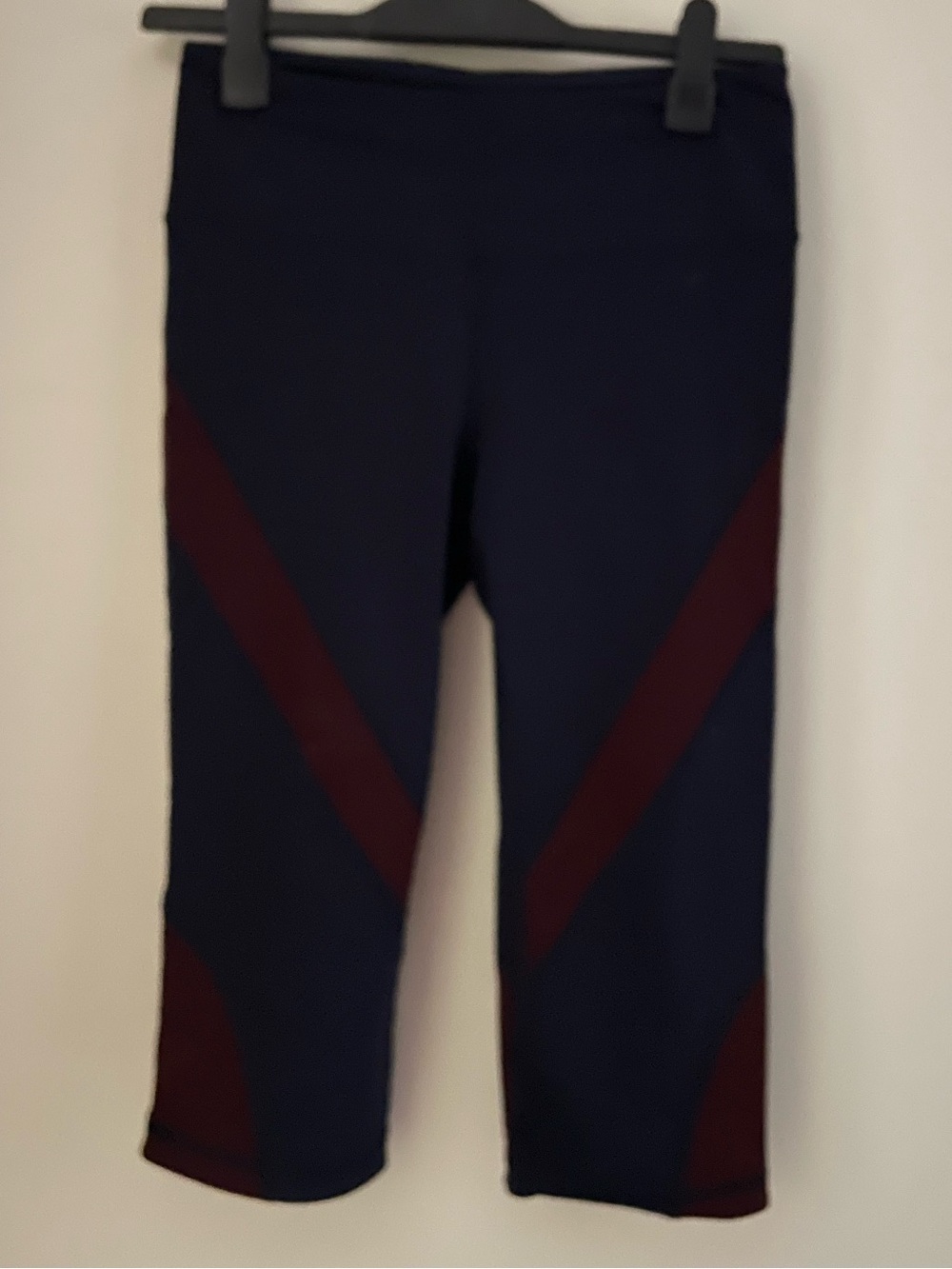 VSX Navy Capri Yoga Pants with Burgundy Panels